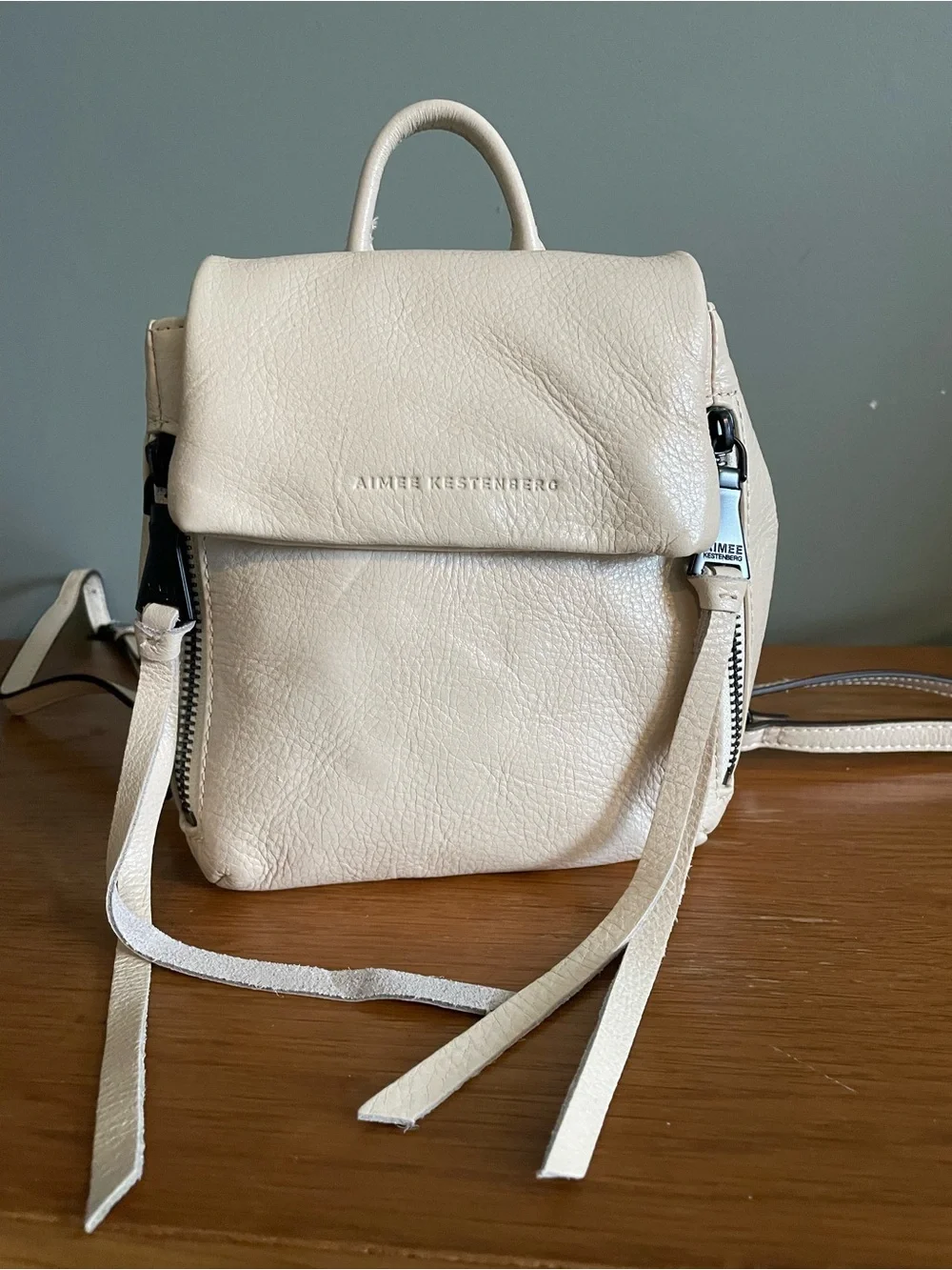Aimee Kestenberg Leather Bali Mini Backpack Sandy Tassel Zipper Everyday NWT